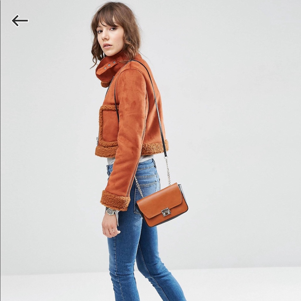 ASOS Cropped Faux Shearling Jacket